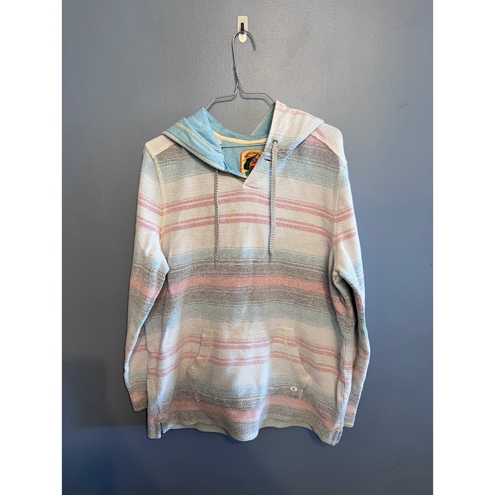 Men's Tommy Bahama Relaxed‎ Baja Hoodie Orange Blue Striped SZ SM Beach Summer